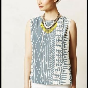 Anthropologie steel blue tank criss cross back